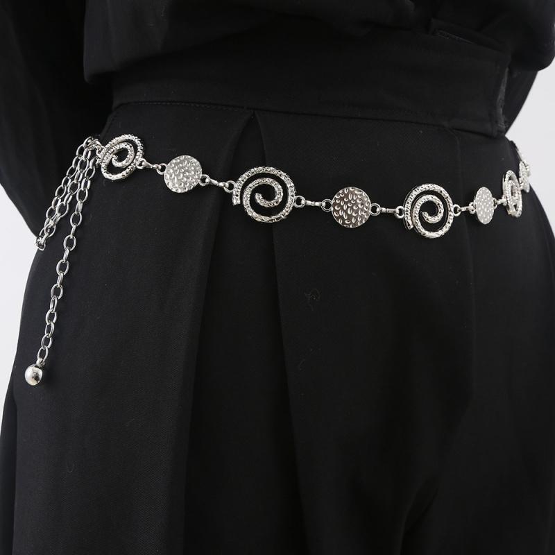 Womens Elegant Ladies Metal Thin Waist Chain Gold Round Irregular Body Chains Sexy Accessory Dress Belts Accessories Fashion