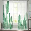 Cactus Green Luxury Tulle Curtains Modern Living Room Kitchen Chiffon Curtain Bedroom Sheer Valance Curtain