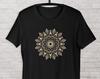 Golden Flower Mandala Unisex Tee Shirt, Women's Boho Tee, Bohemian Casual Shirt, Yoga Tee Gift for Her, Lounge Tee, Hippie Unisex T-Shirt