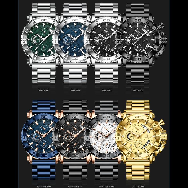 Stainless Steel Watch for Men with Large Dial Quartz Men Watches Fashionable Luxury Business Watches for Men Watches