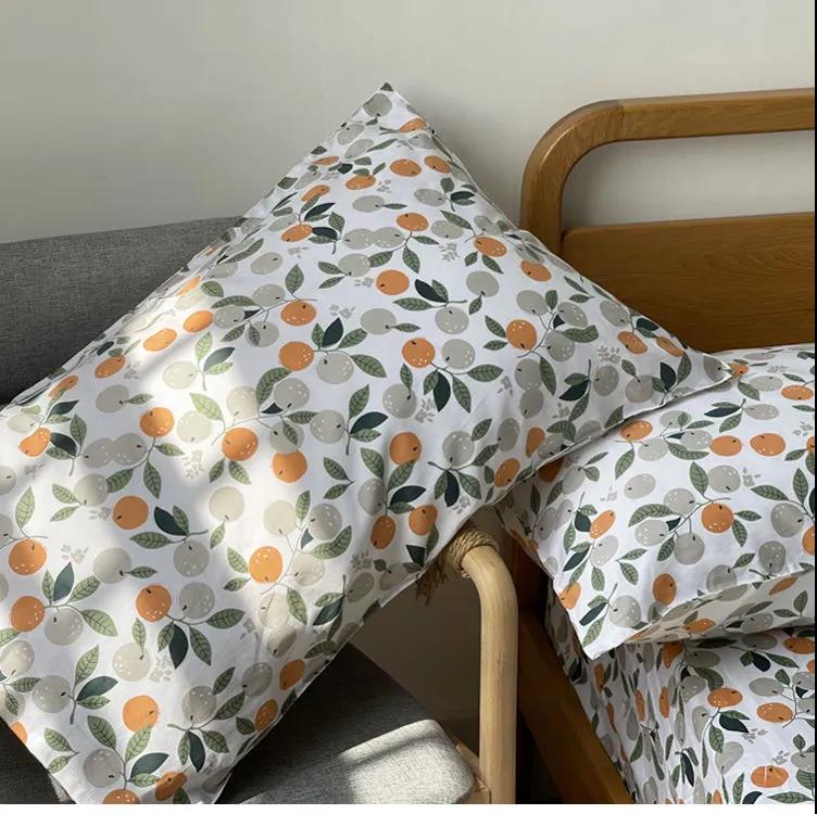 

Комплект из двух саржевых хлопковых наволочек в пасторальном стиле с цветочным рисунком, основной комплект постельного белья для двуспальной кровати