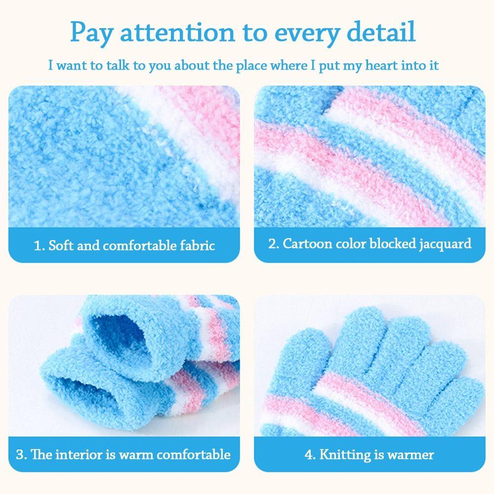Fashion Warm Kids Winter Gloves Coldproof Full Finger Baby Gloves Soft Candy Color Knitted Gloves for 6-9 Years Old Outdoor