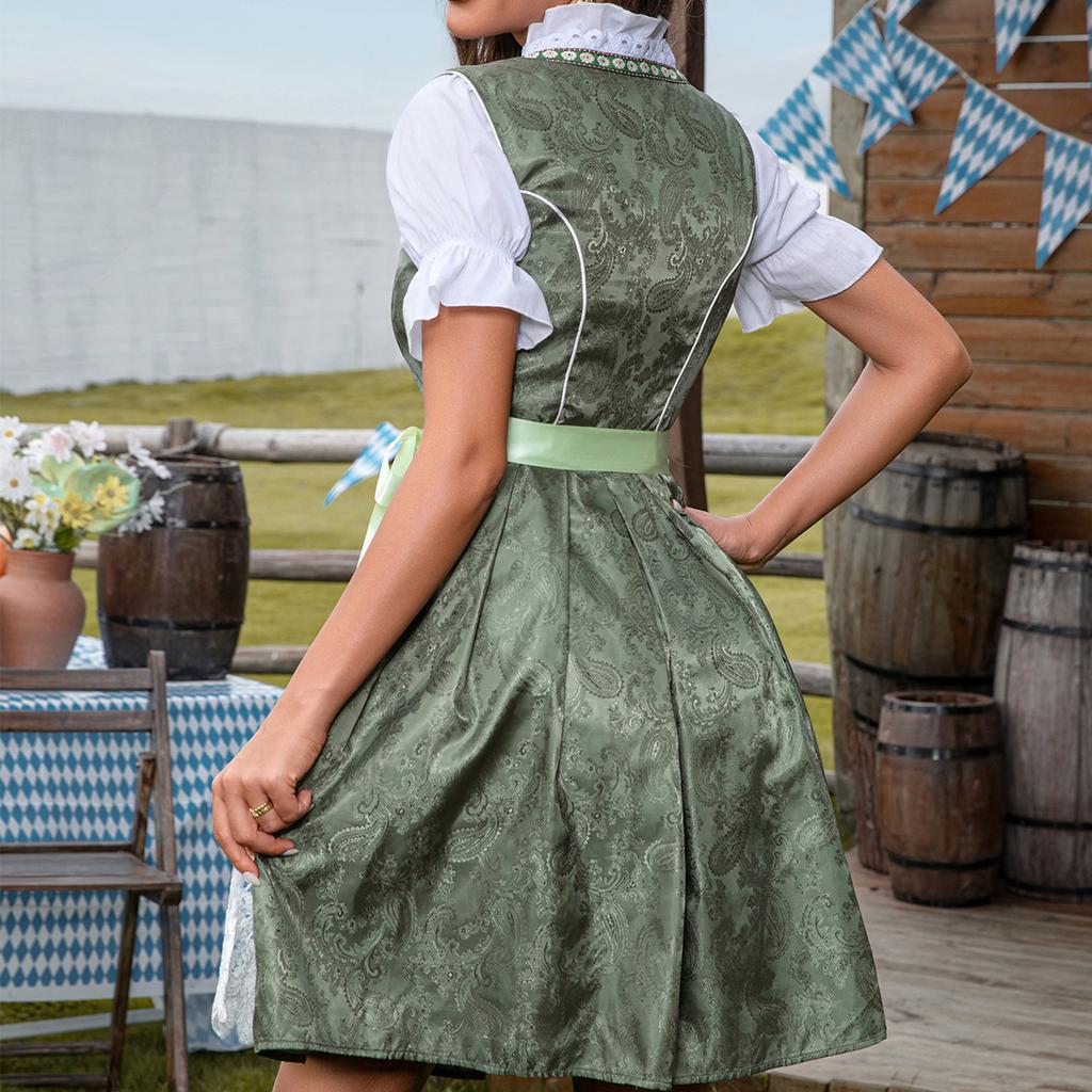 Kostým na pivní festival Bavorský dámský vystupovací kostým Květinový potisk Šaty se čtvercovým výstřihem