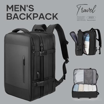 Herren-Rucksack, Business-Reiserucksack, Handgepäck, wasserdicht, erweiterbar, große Kapazität, Wochenend-/Reise-Laptoptasche
