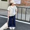 Girls' Casual Summer Two-Piece Set: Korean Style Cotton Top & Denim Pants for Kids (2026).