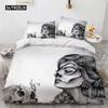 Skull Duvet Cover Red Rose Skeleton Queen Floral Skeleton Traditional Mexican Halloween Double Queen King Polyester Qulit Cover