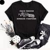 Peace Through Superior Firepower T Shirt Aliens Sci-Fi Tee Gift Games Top Unisex