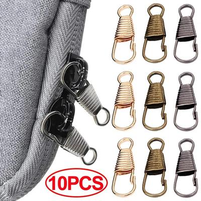 10Pcs Zipper Slider Metal Small Clasp Repair Kit Replacement for Broken Buckles Zippers Puller Head Suitcase Zipper Pull Tab