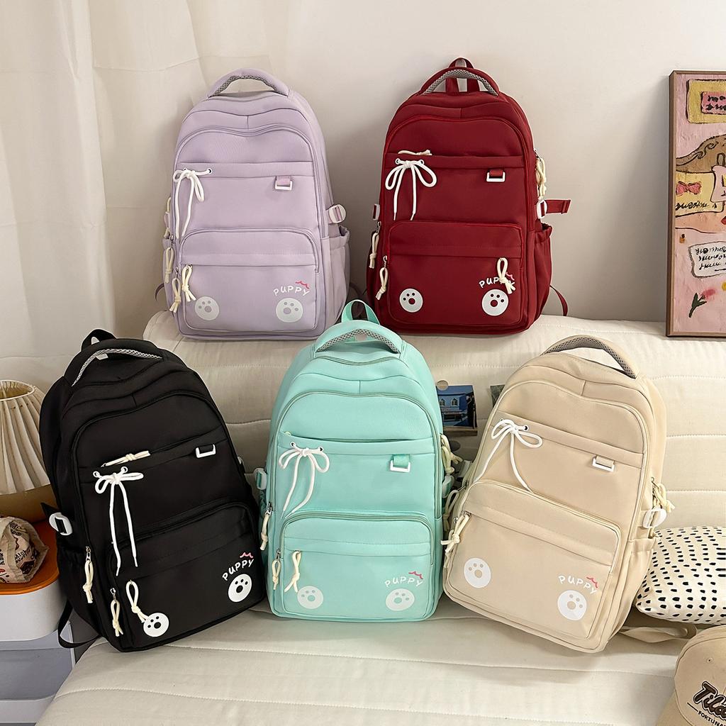 Schoolbag new collegiate style bow backpack, Korean style INS high-value candy color, large-capacity backpack for middle and high school students