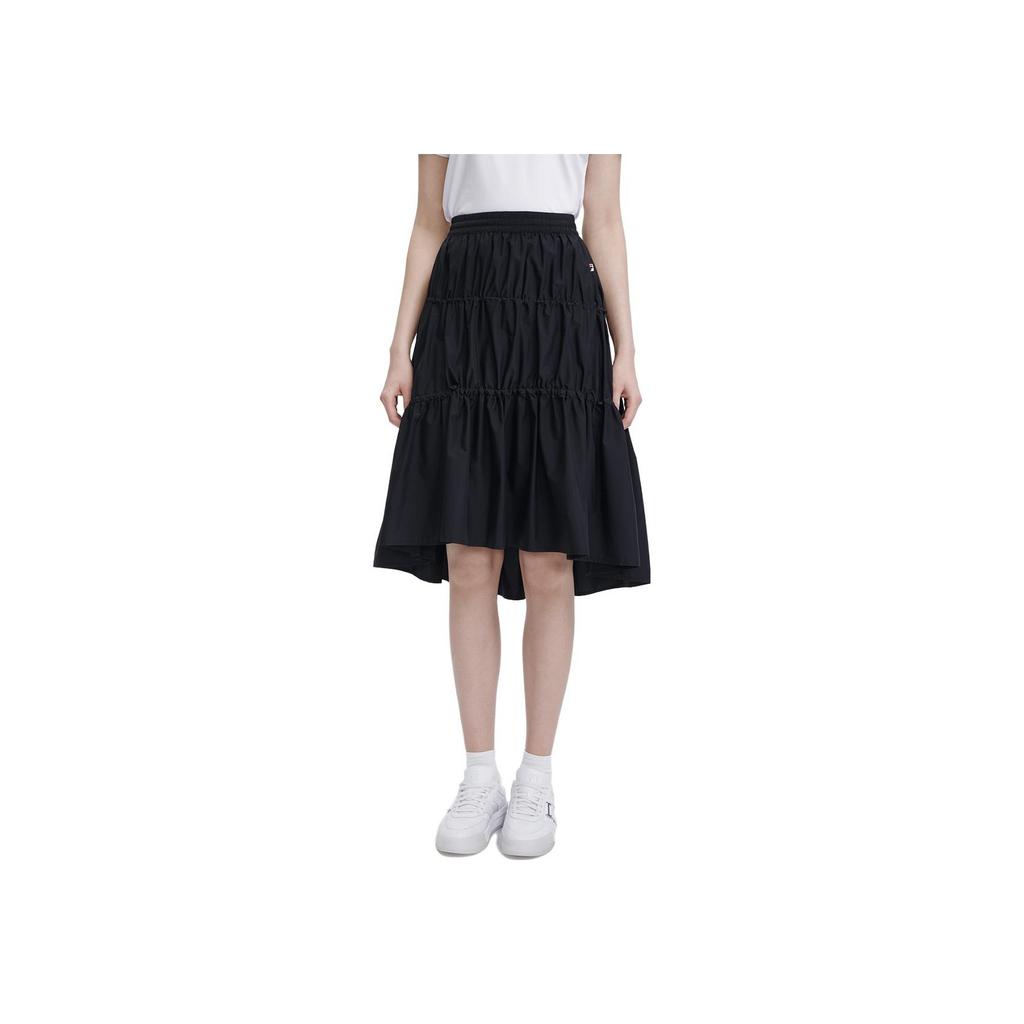 FILA Heritage Series Fashion Solid Color Loose High Waist Straight Woven Casual Skirt Women skirts Black F11W328306F-BK