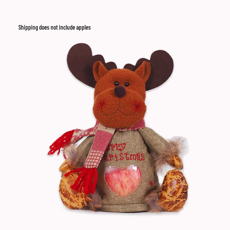 Linen Zipper Christmas Heart & Apple Gift Bag - Creative Candy Bag for Kids