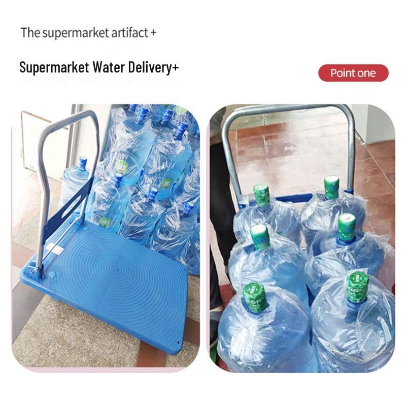 Foldable Silent Four-Wheel Hand Truck Cart for Warehouse & Shopping