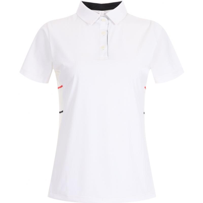 Shop   Women Premium Golf Collar Neck Side Color Span ShorT Sleeve T shirT Pink 