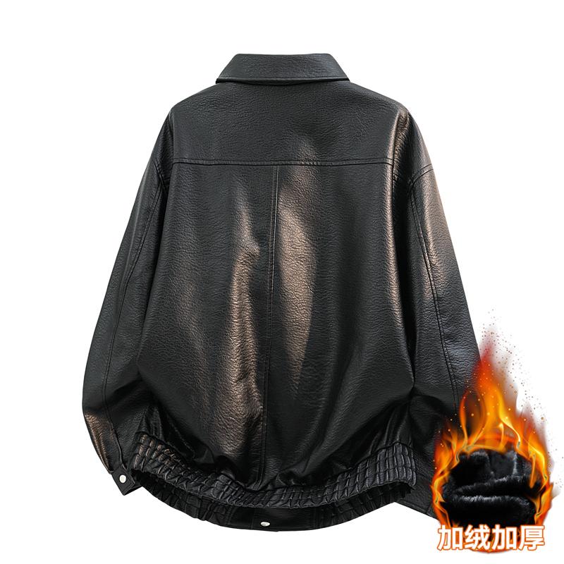 Autumn And Winter Men's Motorcycle Suit Simple And Versatile Leather Jacket Loose Leather Jacket