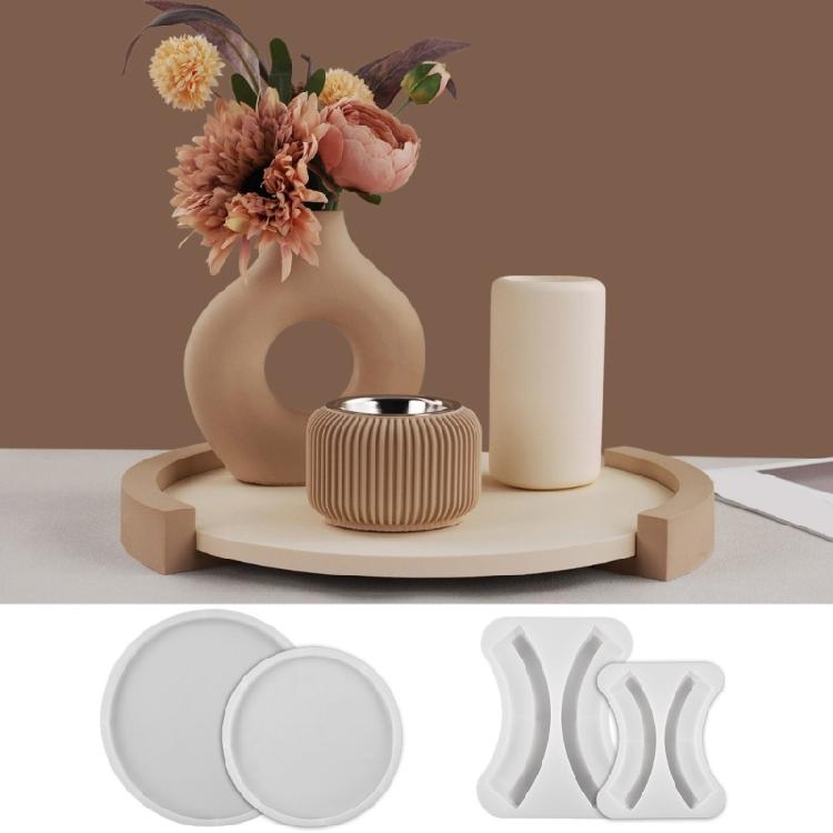Creative Silicone Mold Elegant Round Flowerpot Tray Molds Silicone Texture Hand-Making Molds Perfect for Home Decorating