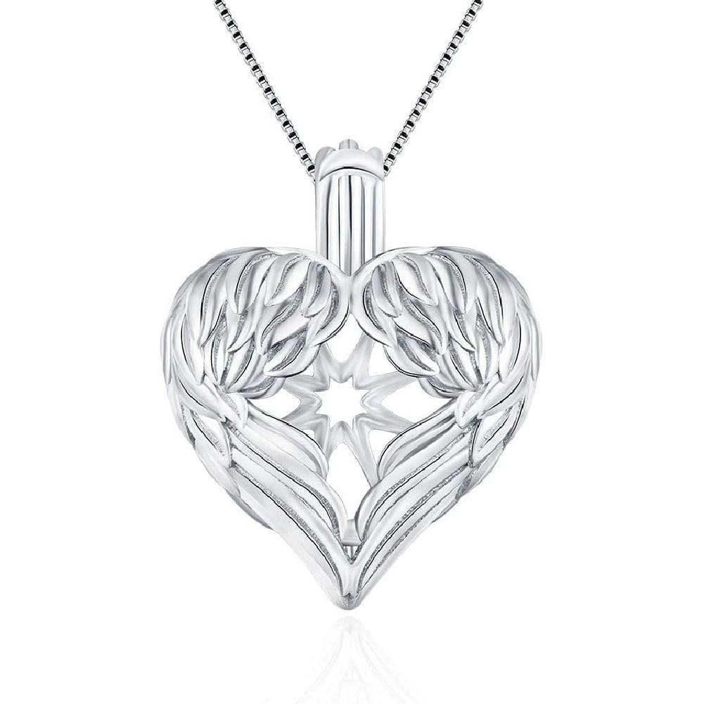 925 Sterling Silver Angel Wings Big Edison Cage Pendants Crafting Charm for DIY Necklace Bracelet Jewelry Making