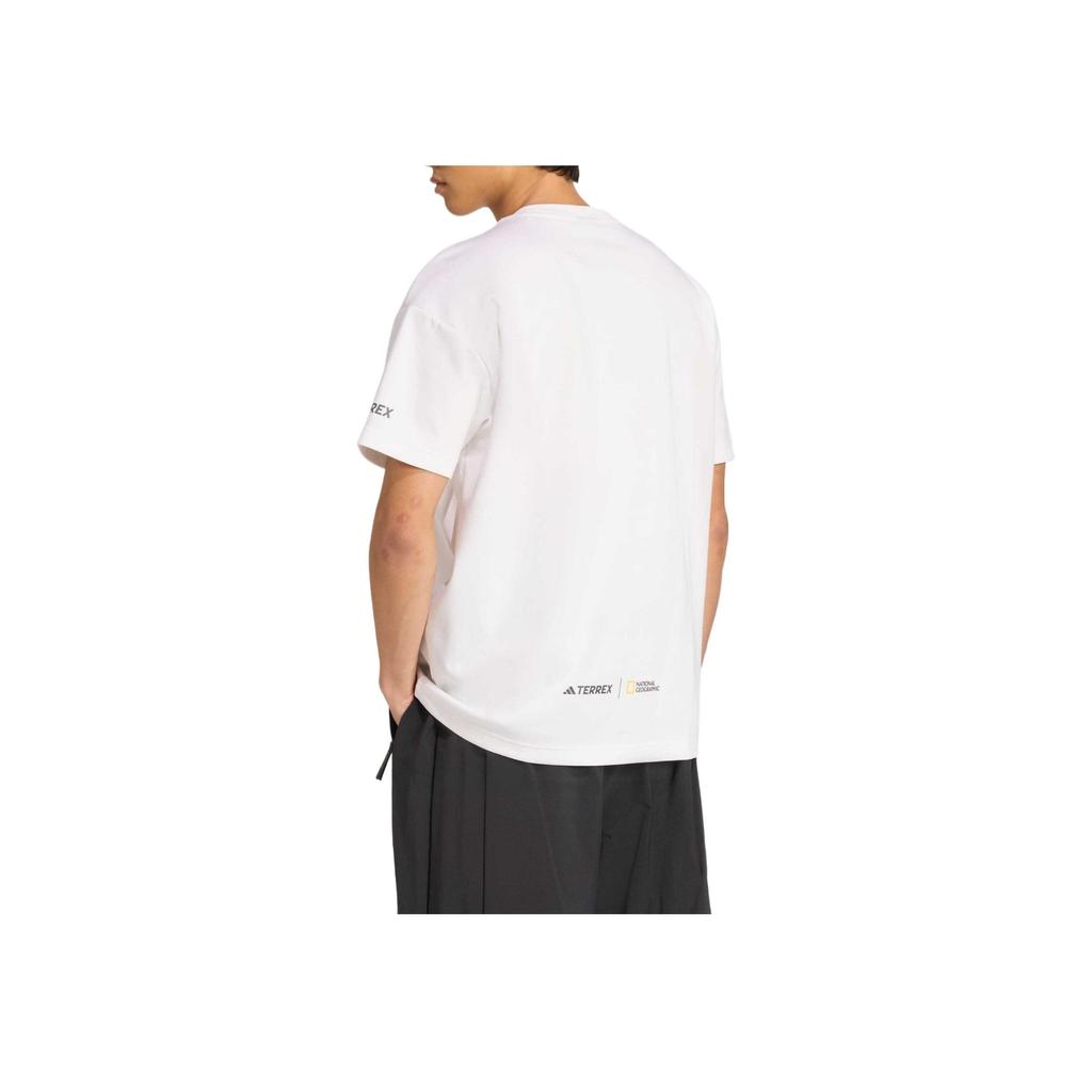 adidas TERREX x National Geographic Unisex Quick-Dry Loose Outdoor Short Sleeve T-Shirt White KC2349
