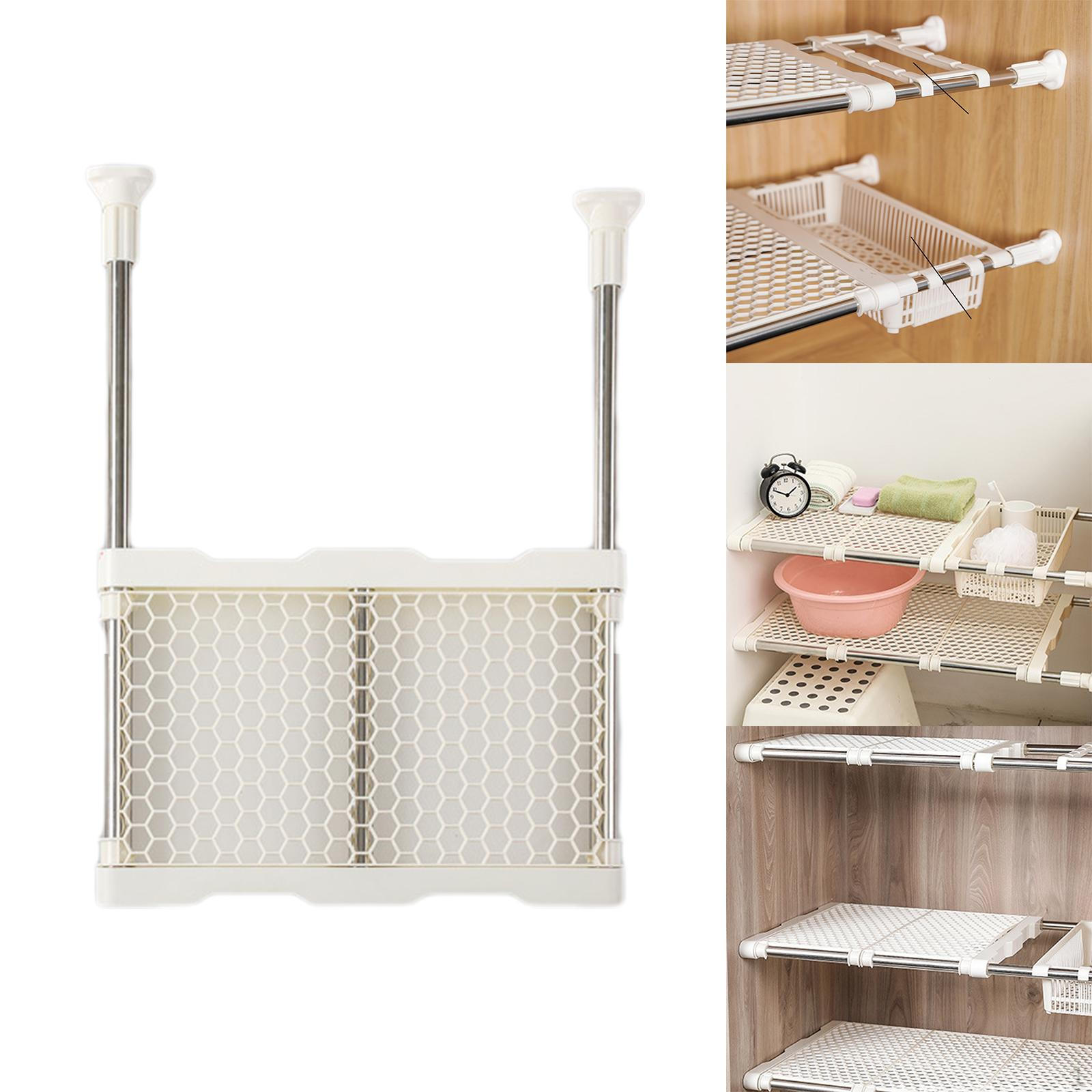 

Натяжная полка для шкафа, органайзер для хранения в шкафу, вешалка для гардероба для кухни, дышащая сетка 41cm x 33 to 50cm