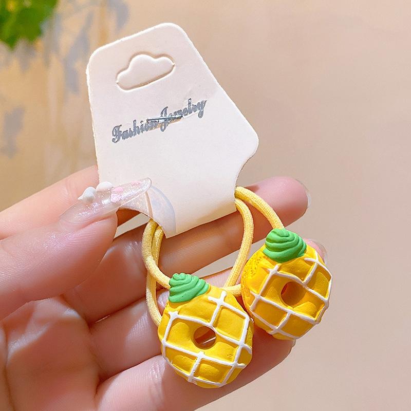 

2 шт./комплект. Дівчата. Мила гумка для волосся. Міні-солодкого кольору. Удавані аксесуари. Мініатюрний домашній декор. Торт. Дитяча кухонна гумка. жовтий