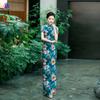 Old Shanghai cheongsam long Chinese style slim performance clothes short sleeves high elastic new Chinese style