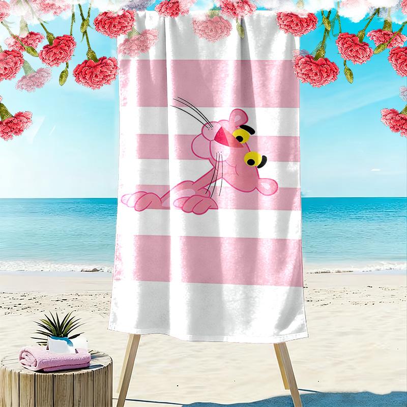 Pink Panther Print Beach Towel, Large Soft Quick Dry Towel for Beach Camping Swimming