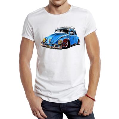 Vintage Rusty Car Men T Shirt Casual Male Tops Hipster Retro Blue Classic Car Printed Tee