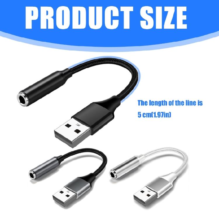 Braided USB To 3.5mm Auditory Cord For Speakers Headphones Gaming Consoles Connection Cable