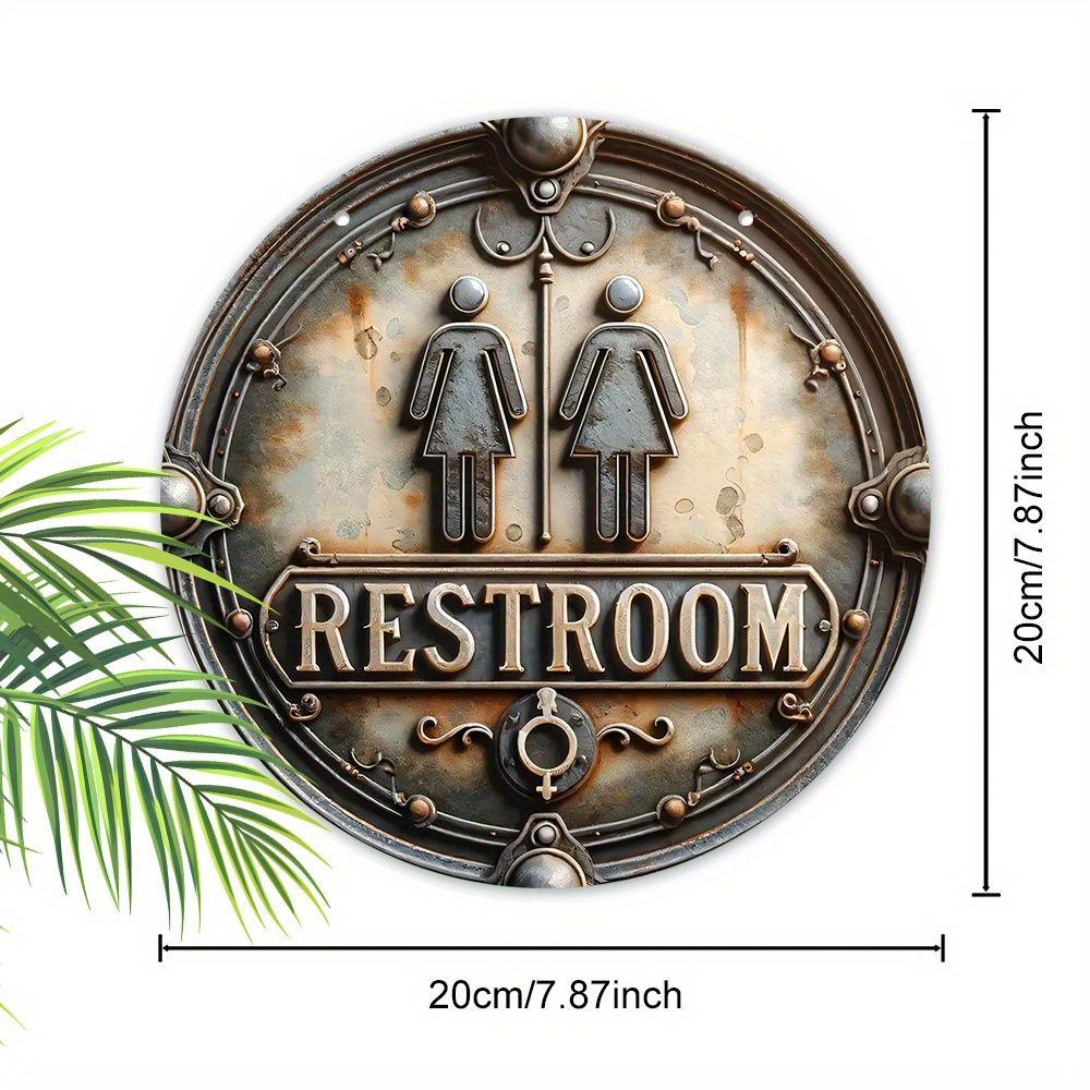 Wooden hanging decorative signs, bathroom decorations, 2D flat pendants, the pattern is the ”RESTROOM" logo, A housewarming gift for friends