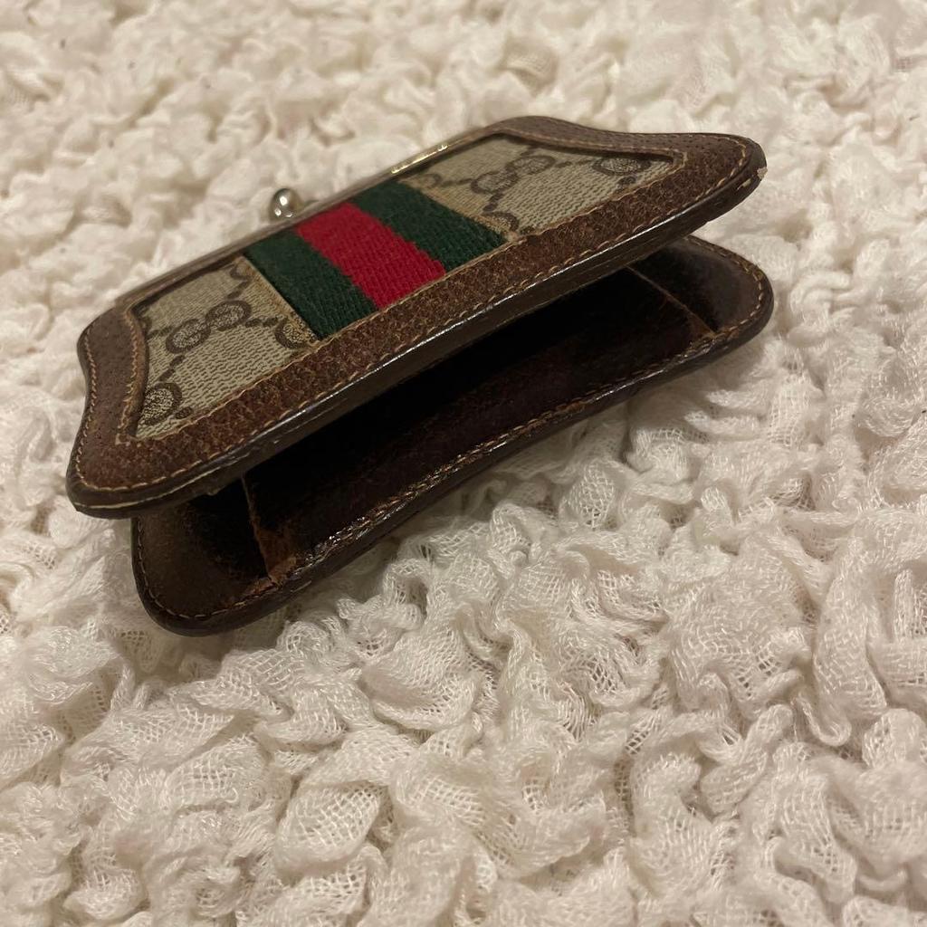 Used GUCCI Old Gucci Butterfly-shaped Clasp Coin Case Sherry Line