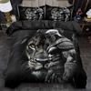 2/3pcs Quilt Cover Set, Knight And Lion Print Duvet Cover Set, King And Queen Style Bedding Set, Polyester Machine Washable