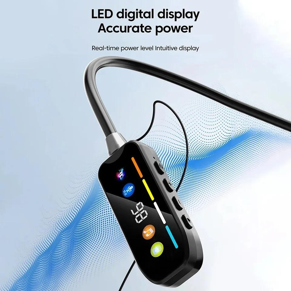 HD Screen Bluetooth 5.4 Headphones Neckband Earphones Wireless Waterproof Headsets HiFi Stereo Earbuds Support TF Card