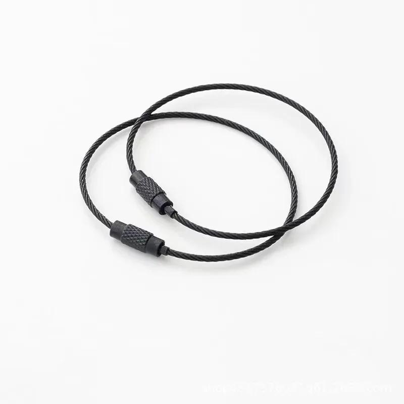 10pcs Colored Painted Steel Wire Keychain DIY Keyring Accessories Circle Rope Cable Loop Camp Luggage Tag Screw Lock Gadget 15cm