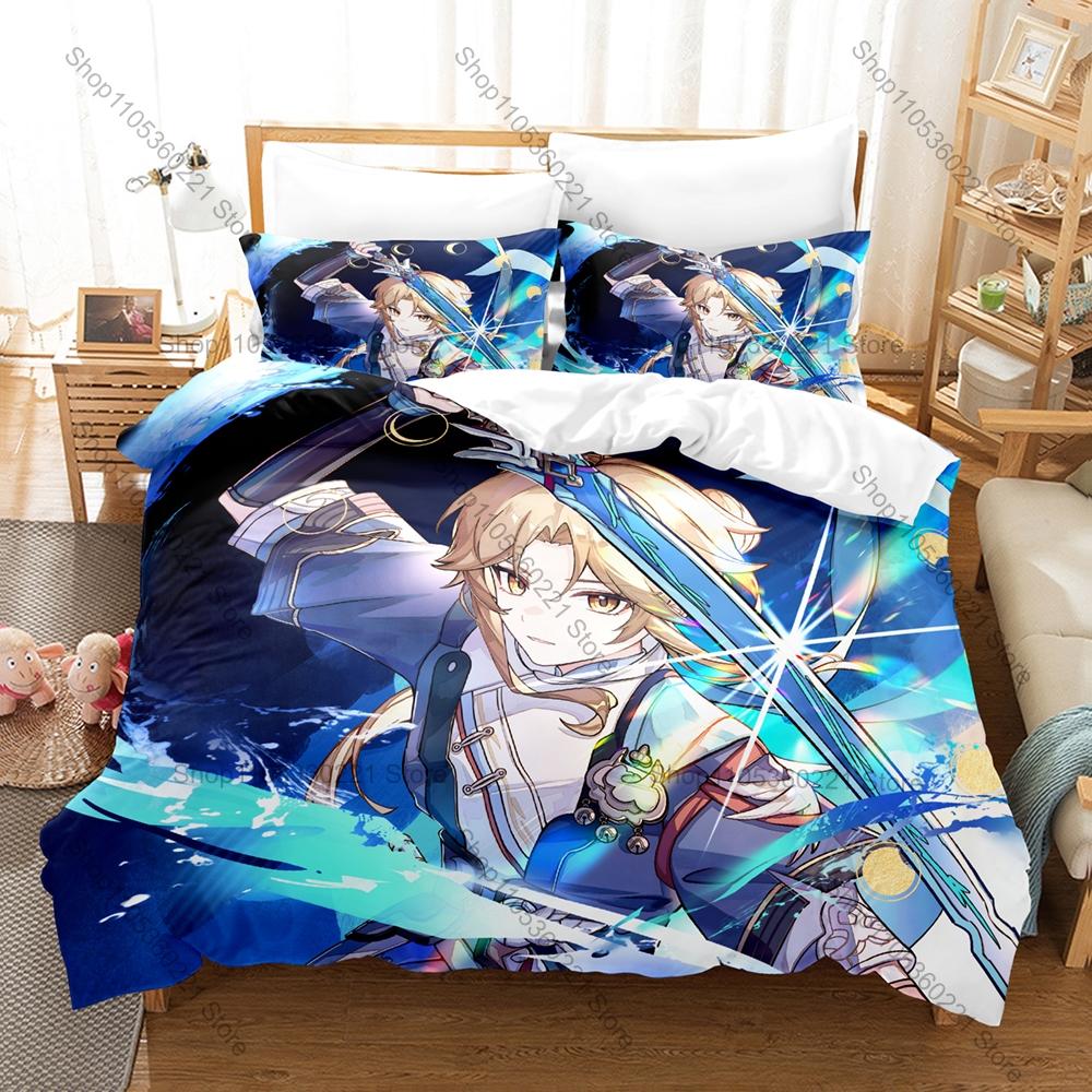 Space Fantasy Game Honkai Star Rail 3PCS Bedding Duvet Cover + 2 Pillowcases Anime Fan Quilt Set Dan Heng Welt Fantasy
