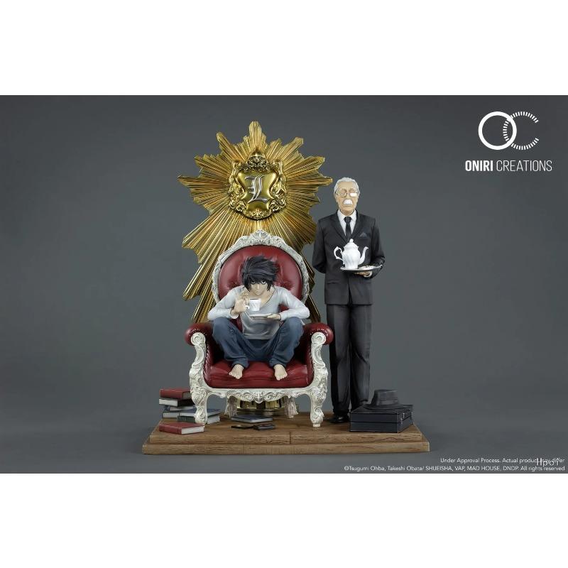 26CM Anime Death Note Watari Diorama Figure Sitting Sofa Accessories Model Toy Doll Scene Decoration Action L 1/6 Poseable Articulated Scale Detailed