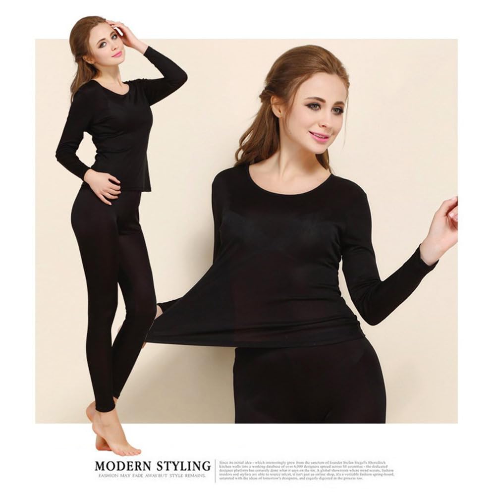 Pijamale din Mătase Pură Mătase Colanți Lenjerie de Corp Set Top și Pantaloni pentru Femei Cold Disponibil în Mărimi și Culori (MĂTASE MAYUDAMA) Protecție, Căldură,