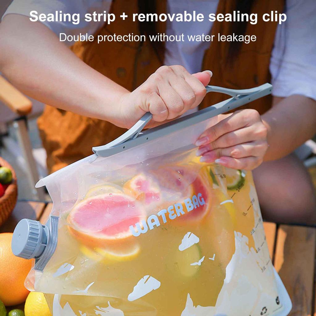 Outdoor Folding Water Bag with Faucet 8L Camping Water Bag Hiking Large Capacity Food Grade Portable Water Storage Bag