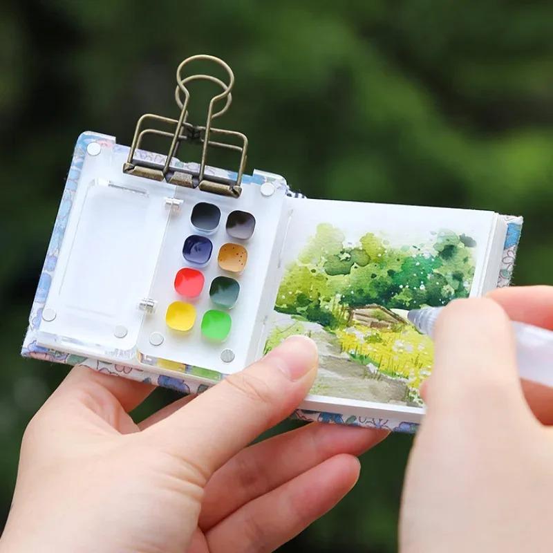 

1Pc Acrylic Mini Watercolor Palette 8/15 Grids Portable Paint Box Travel Painting Tray Art Supplies
