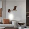 Wabi-Sabi Style Rotating Wall Lamp with Switch - Black Walnut, Left-Right Swivel, Long Arm for Bedside or Study Reading.
