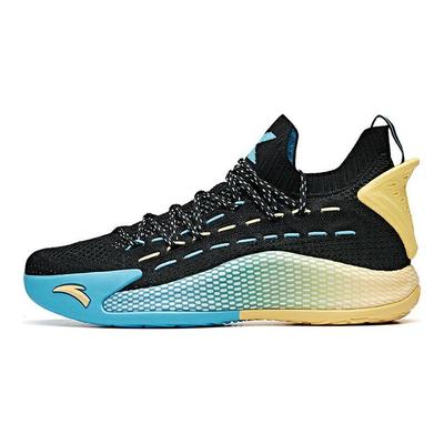 KT5 Thompson PU Stoßdämpfung Rutschfest Abriebfest Mid-Top Basketballschuhe Herren Basketballschuhe Schwarz Blau Gelb 112021102-2