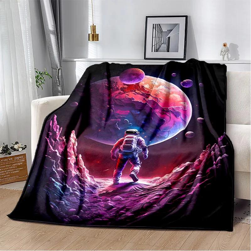 3D Outer Space Astronaut Universe Spaceman Cartoon Blanket,Soft Throw Blanket for Home Bedroom Bed Sofa Office Cover Blanket Kid