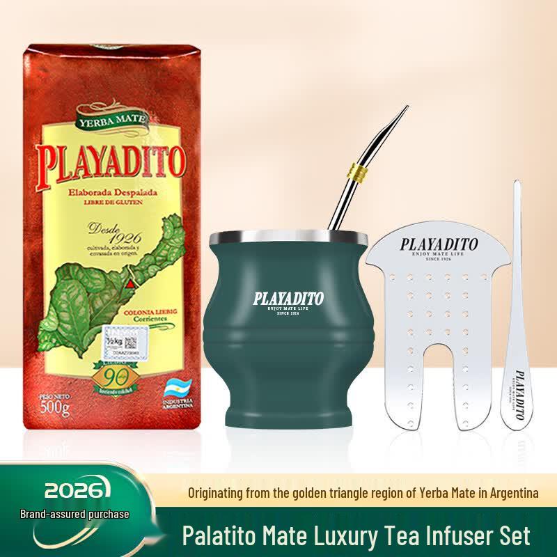 Argentinian Yerba Mate Tea Set with Gourd Cup & 500g Tea