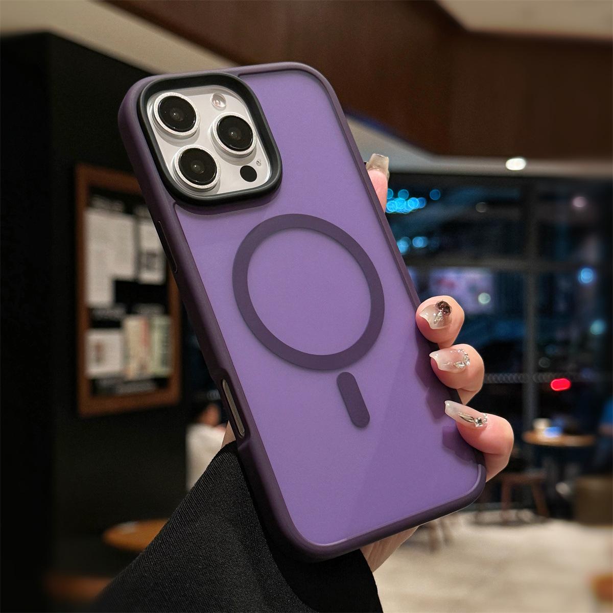 

Серия Stun Подходит для матового чехла для телефона iPhone16promax с ощущением кожи и сильным магнитным притяжением iPhone16Plus фиолетовый