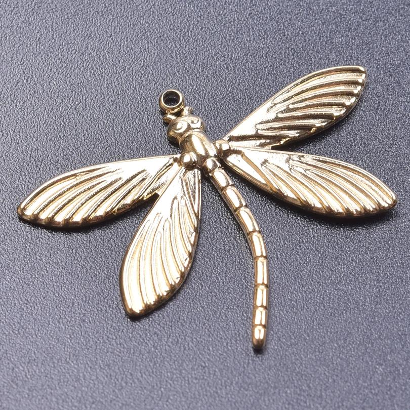 6pcs Gold Plated Butterfly Charms For Jewelry Making Bulk Stainless Steel Pendants Animal Dragonfly Cattle Peacock DIY Connector
