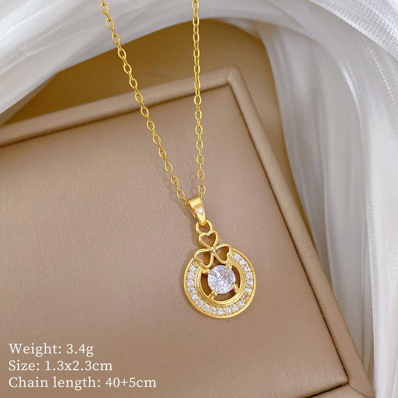 Multi-Element Style Copper Micro-Inlaid Necklace Combination Female Real Gold Electroplated Exquisite Collarbone Chain