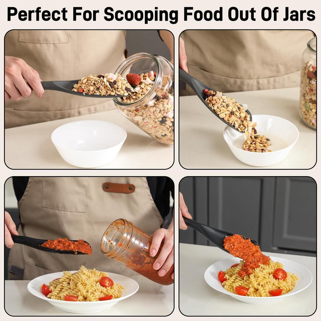 3Pcs Silicone Cooking Spatula  Spoon For Nonstick Cookware Multifunction Spoonula For Baking Cooking- One-Piece Formed