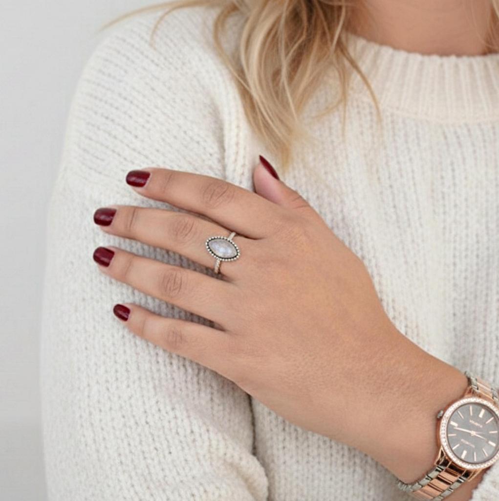 Minimalist Marquise Rose Quartz Statement Ring, 925 Sterling Silver, Bohemian Jewelry for Women