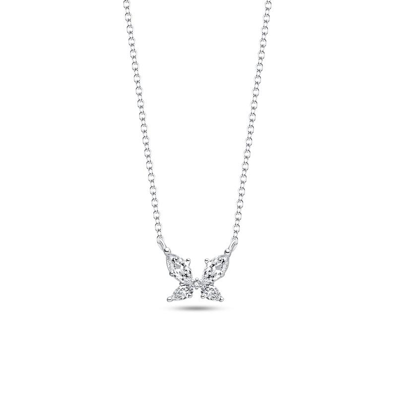 New 925 Silver Butterfly Bow Necklace For Women Birthday Anniversary Jewelry Gifts