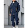 New, Autumn/Winter, Men's, Velvet Hoodie, Fashion, Hoodie, Zipper, Multi Pocket, Work Pants Set