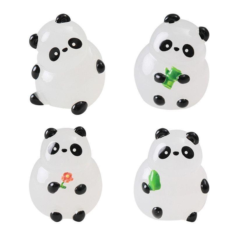 6Pcs/set Micro Landscape Luminous Panda Miniatures Glow In the Dark Ornaments Fairy Garden Decoration