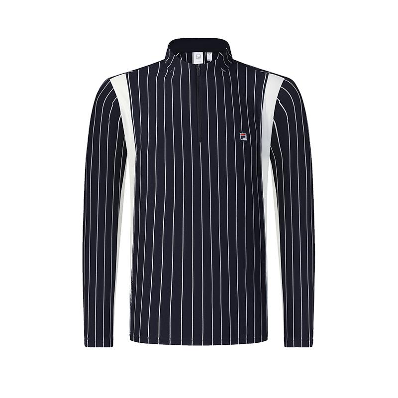 

Fila Полосатая дышащая футболка с длинным рукавом и молнией до середины груди Мужские топы A11M513219FZA